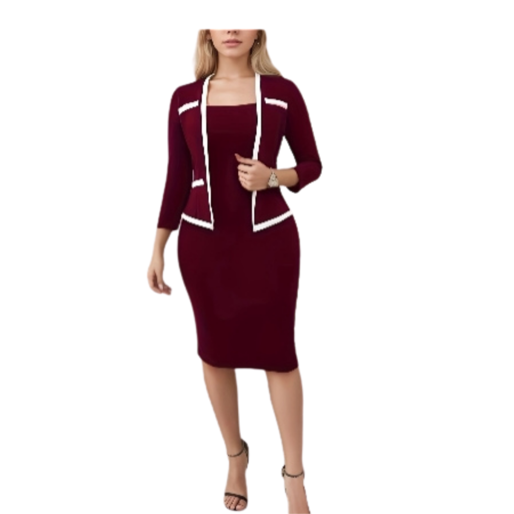 Women’s 2-Piece Set – Elegant Cardigan & Fitted Dress