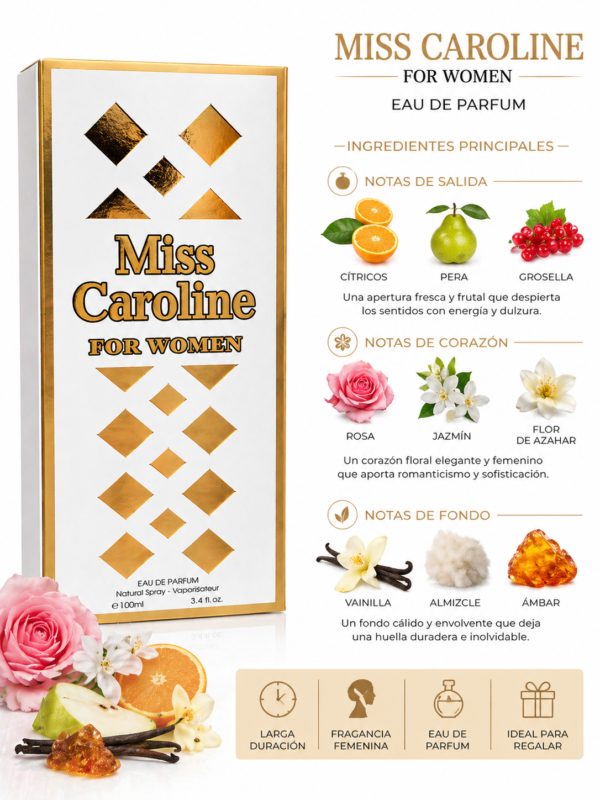 Miss Caroline Eau de Toilette for Women – 3.4 Fl Oz