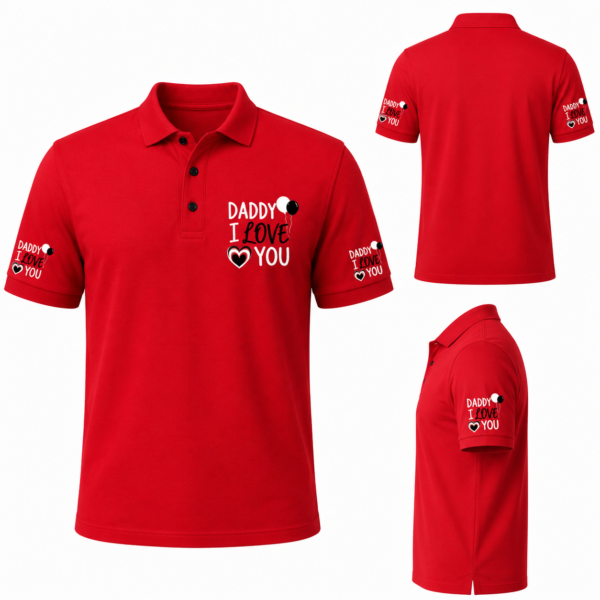 Daddy I Love You Embroidered Polo Shirt