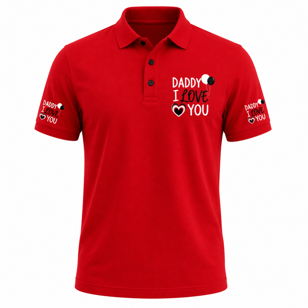 Daddy I Love You Embroidered Polo Shirt