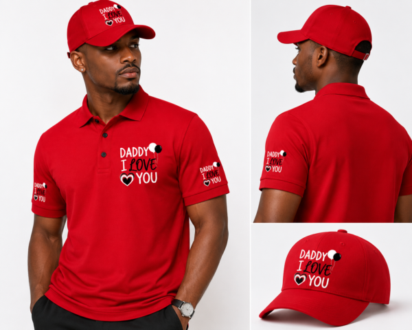 Daddy I Love You Embroidered Polo Shirt